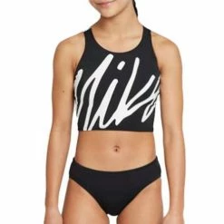 Swimsuits Girls' Nike Script Logo Crossback Midkini Set Tankini Set