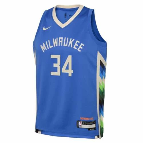 NBA Jerseys Nike Kids' Milwaukee Bucks Giannis Antetokounmpo #34 2022 City Edition Jersey 5 NBA Jerseys Nike Kids' Milwaukee Bucks Giannis Antetokounmpo #34 2022 City Edition Jersey - Image 3