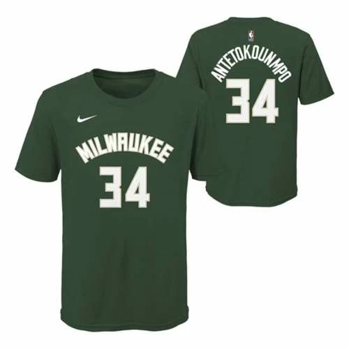 NBA Shirts Nike Kids' Milwaukee Bucks Giannis Name & Number T-Shirt 3 NBA Shirts Nike Kids' Milwaukee Bucks Giannis Name & Number T-Shirt