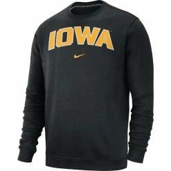 College Hoodies & Sweatshirts Nike Iowa Hawkeyes Wordmark Club Fleece Crewneck Sweatshirt