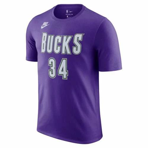NBA Shirts Nike Milwaukee Bucks Giannis Antetokounmpo #34 Hardwood Classic Name & Number T-Shirt 3 NBA Shirts Nike Milwaukee Bucks Giannis Antetokounmpo #34 Hardwood Classic Name & Number T-Shirt