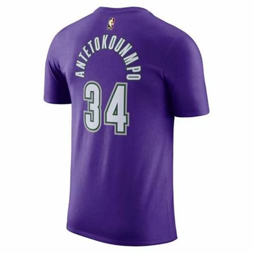 NBA Shirts Nike Milwaukee Bucks Giannis Antetokounmpo #34 Hardwood Classic Name & Number T-Shirt 4 NBA Shirts Nike Milwaukee Bucks Giannis Antetokounmpo #34 Hardwood Classic Name & Number T-Shirt - Image 2