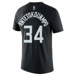 NBA Shirts Nike Milwaukee Bucks Giannis Antetokounmpo #34 MVP Name & Number T-Shirt