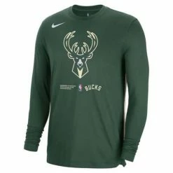 NBA Shirts Nike Milwaukee Bucks Pregame Long Sleeve Shirt